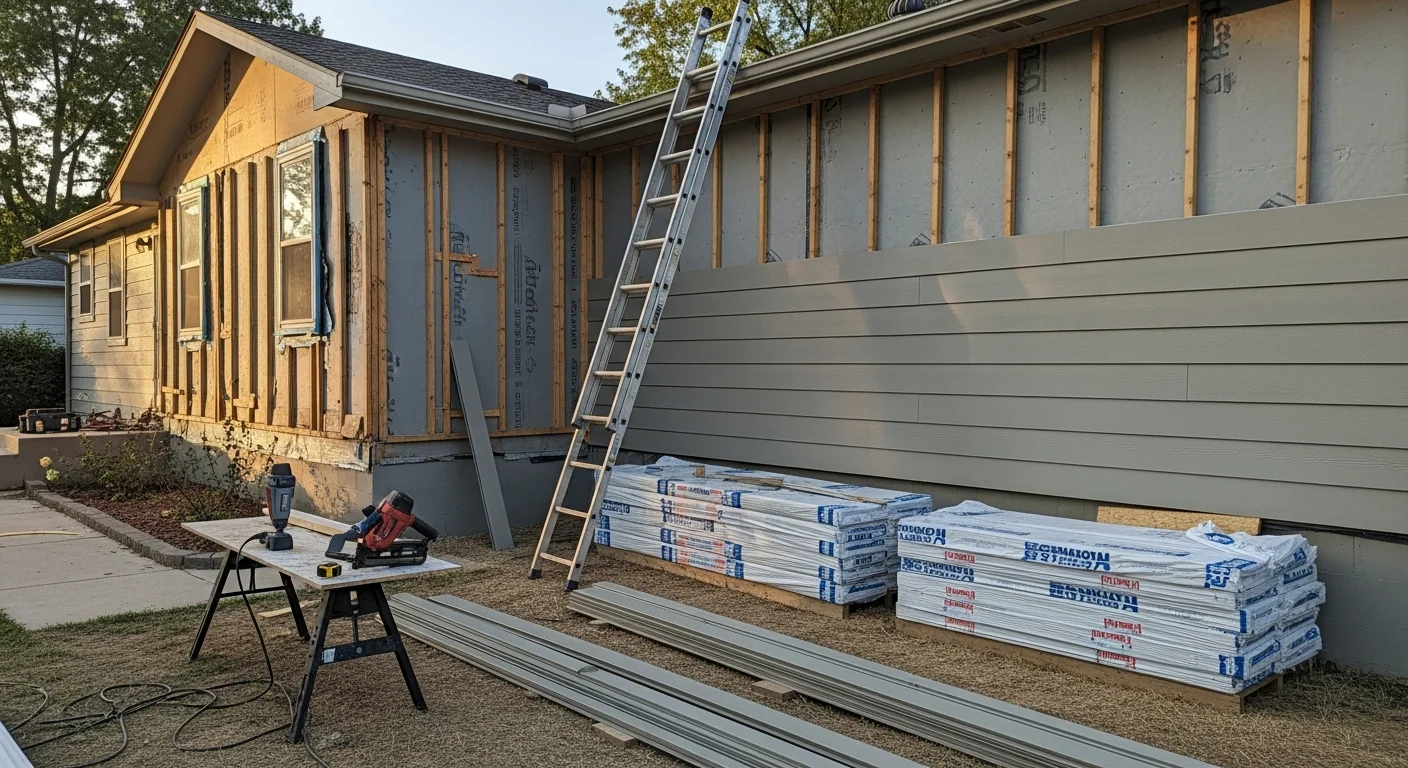 Freshly installed siding on a single-family home in Republic, Missouri, with clean trim lines and no visible gaps at corners or window edges. The exterior shows a complete panel layout ready to handle Southwest Missouri weather.
