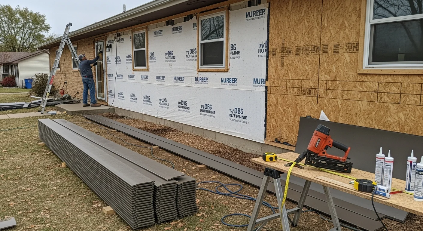 Freshly installed siding on a single-story home in Republic, Missouri, with clean panel lines and no visible gaps or damage. The exterior shows full coverage from the foundation line to the roofline against a clear Midwest sky.
